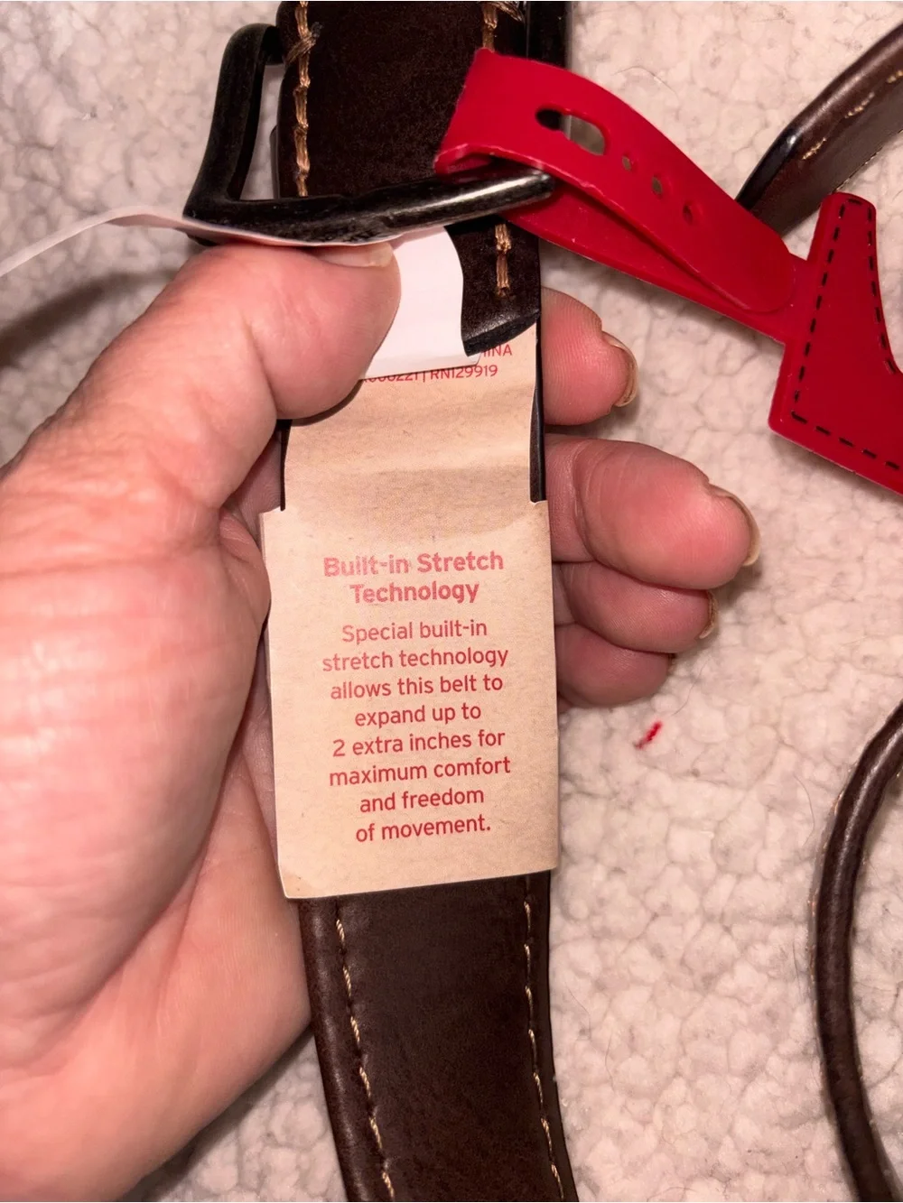 Levi’s NWT Brown Stretch Leather Belt Size M 34-36 Built-In Stretch